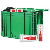 Grüne Transportbox + Becher Coca-Cola, 0,5 l 