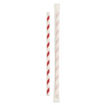 Paper straws, red/white, 21 cm, wrapped