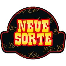 Werbeschild "Neue Sorte" für Nacho-Dip Saucen