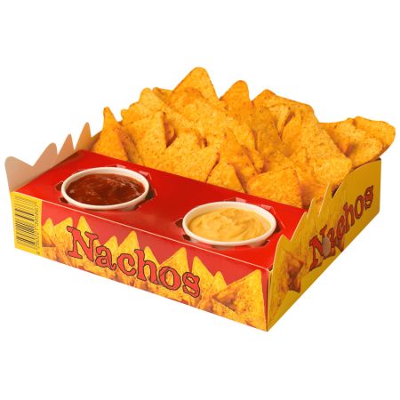 Nacho trays, carton, 2 dips