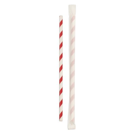 Paper straws, red/white, 21 cm, wrapped