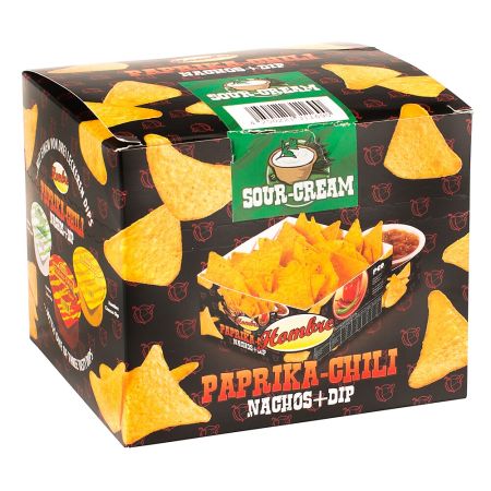Hombre Nachos & Dip Box; 12 boxes/carton