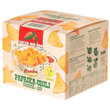 Hombre Nachos & Dip Box; 12 boxes/carton