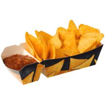 
Cardboard nacho trays, small, 2 compartments with performance
