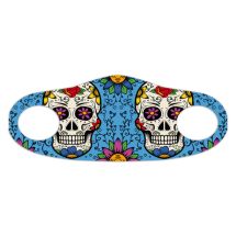 Stoffmaske für Erwachsene: Totenkopf, blau