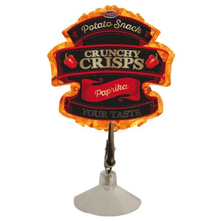 Werbeschild Crunchy Crisps Paprika